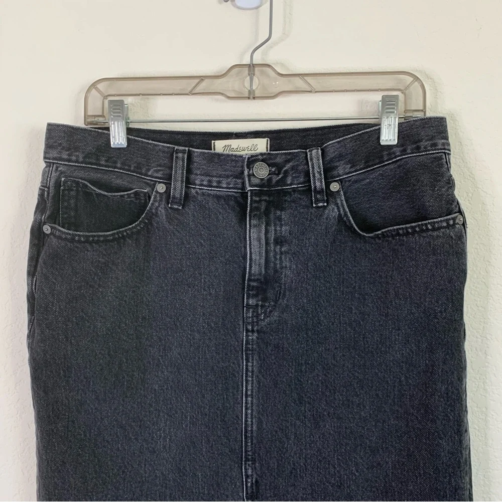 Madewell Denim Mid-Rise Maxi Skirt in Lunar Wash black 28